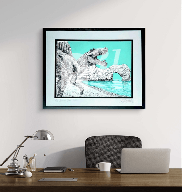 352 Jurrasic Coast. Durdle door. Dinosaurs Framed.