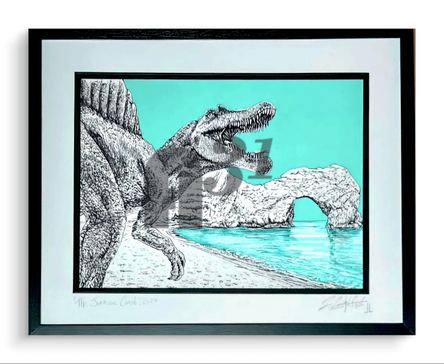 352 Jurrasic Coast. Durdle door. Dinosaurs Framed.