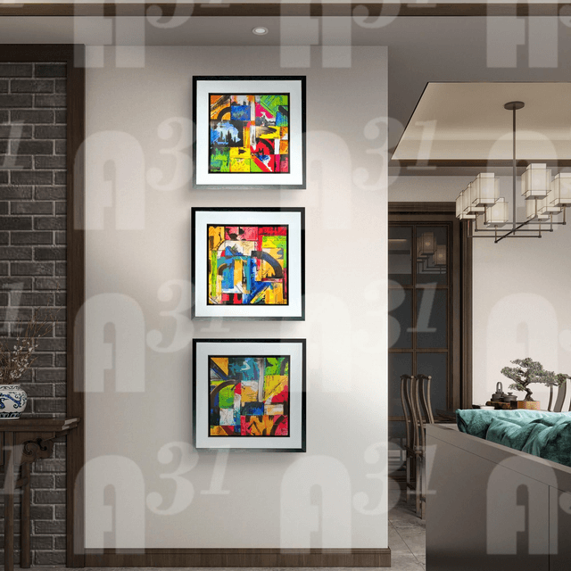 634. Set of 3 Abstract Art.  City Scapes