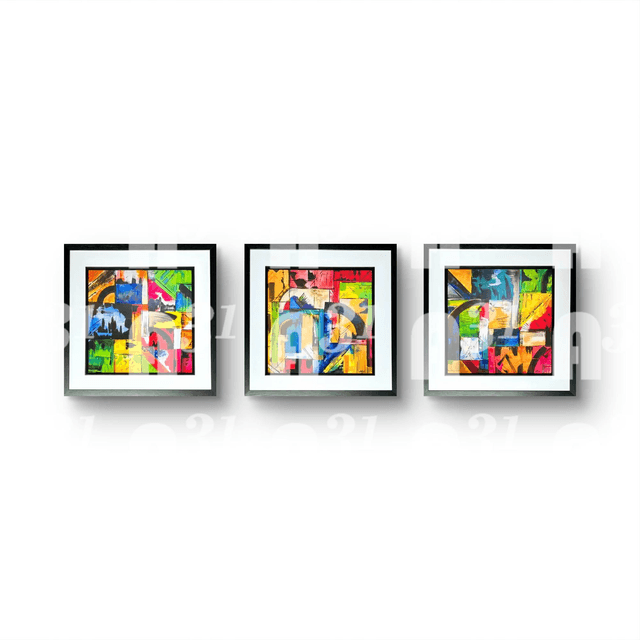 634. Set of 3 Abstract Art.  City Scapes