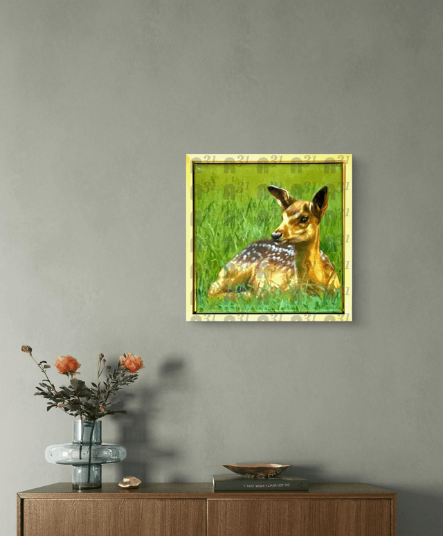 566. Fallow Deer Fawn. Oil on Canvas Original 