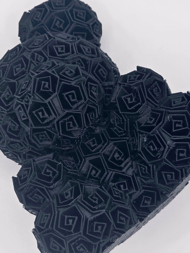 628. Rose Bear 3D printed in black