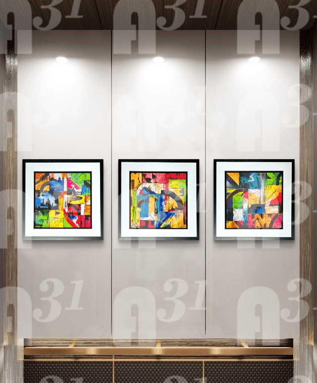 634. Set of 3 Abstract Art.  City Scapes