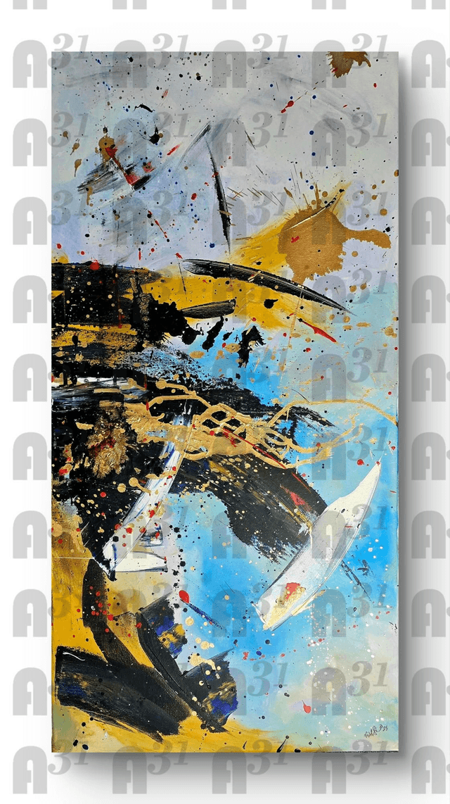 660. Large Canvas set of Abstract Art . Set of 3