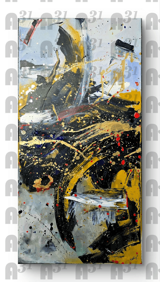 660. Large Canvas set of Abstract Art . Set of 3