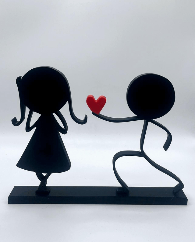 615. Stick figure couple I love you 3D print 